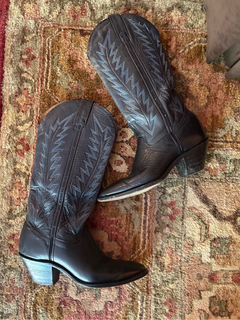 Double H Black Leather Women's Western Vintage Boots